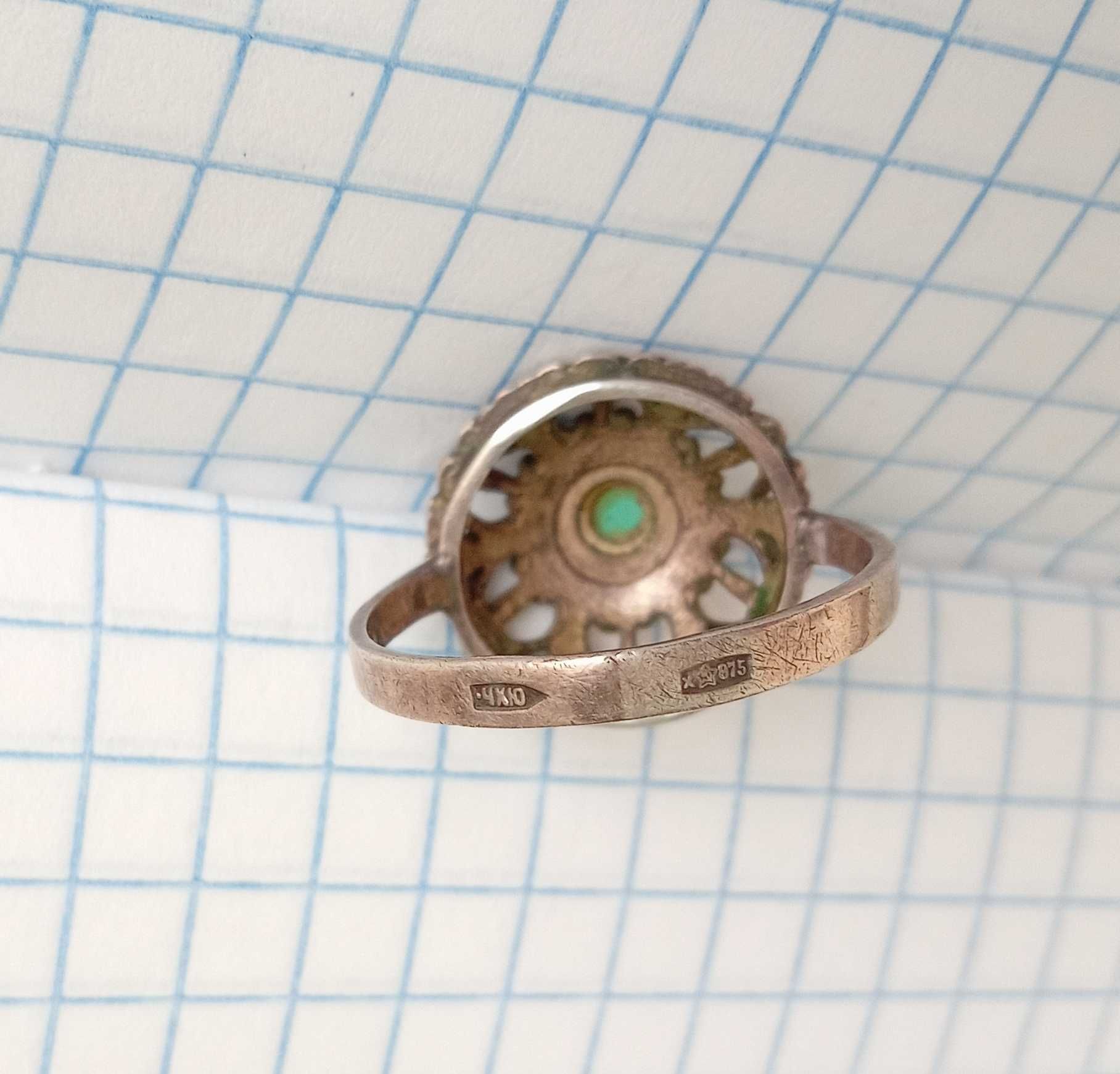 Серебряное кольцо с бирюзой  Серебро 875 пробы ссср