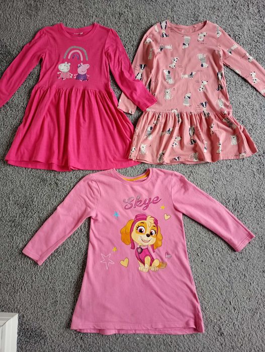 3 sukienki bawełniane rozmiar 122