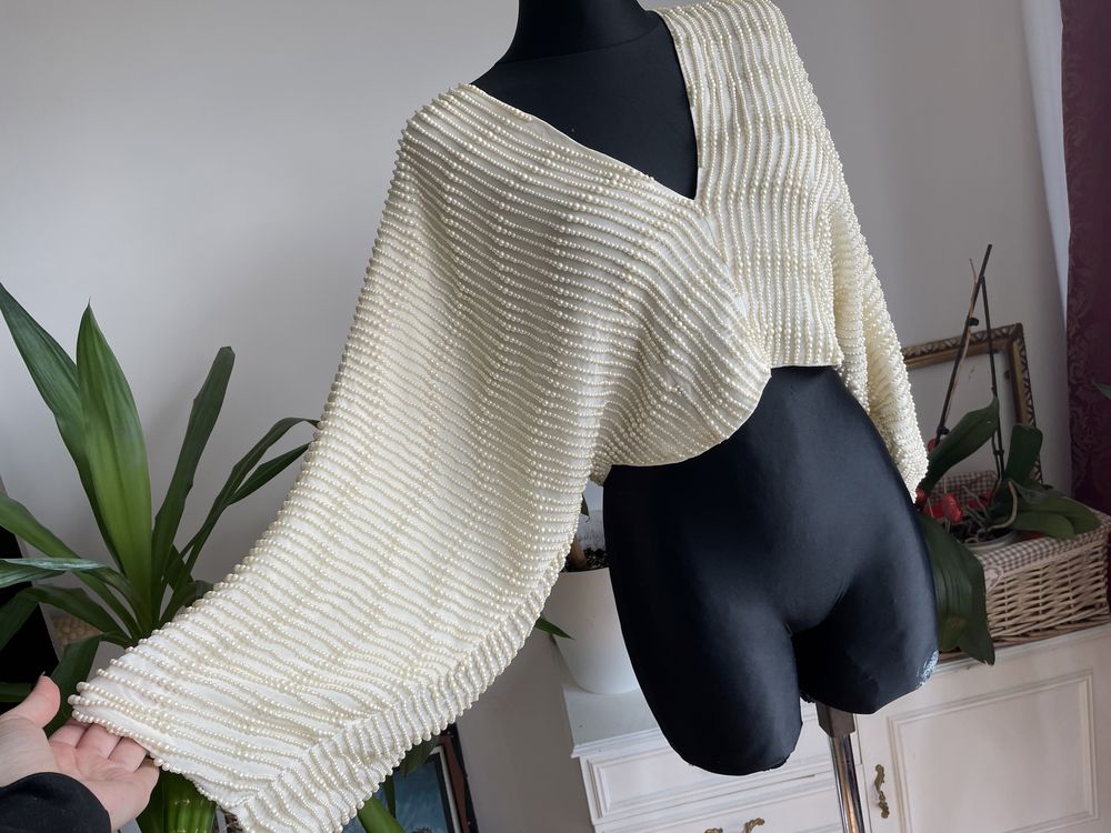Cekinowa bluzka Top kimono 36 s 38 m asos luxe perły zdobiona