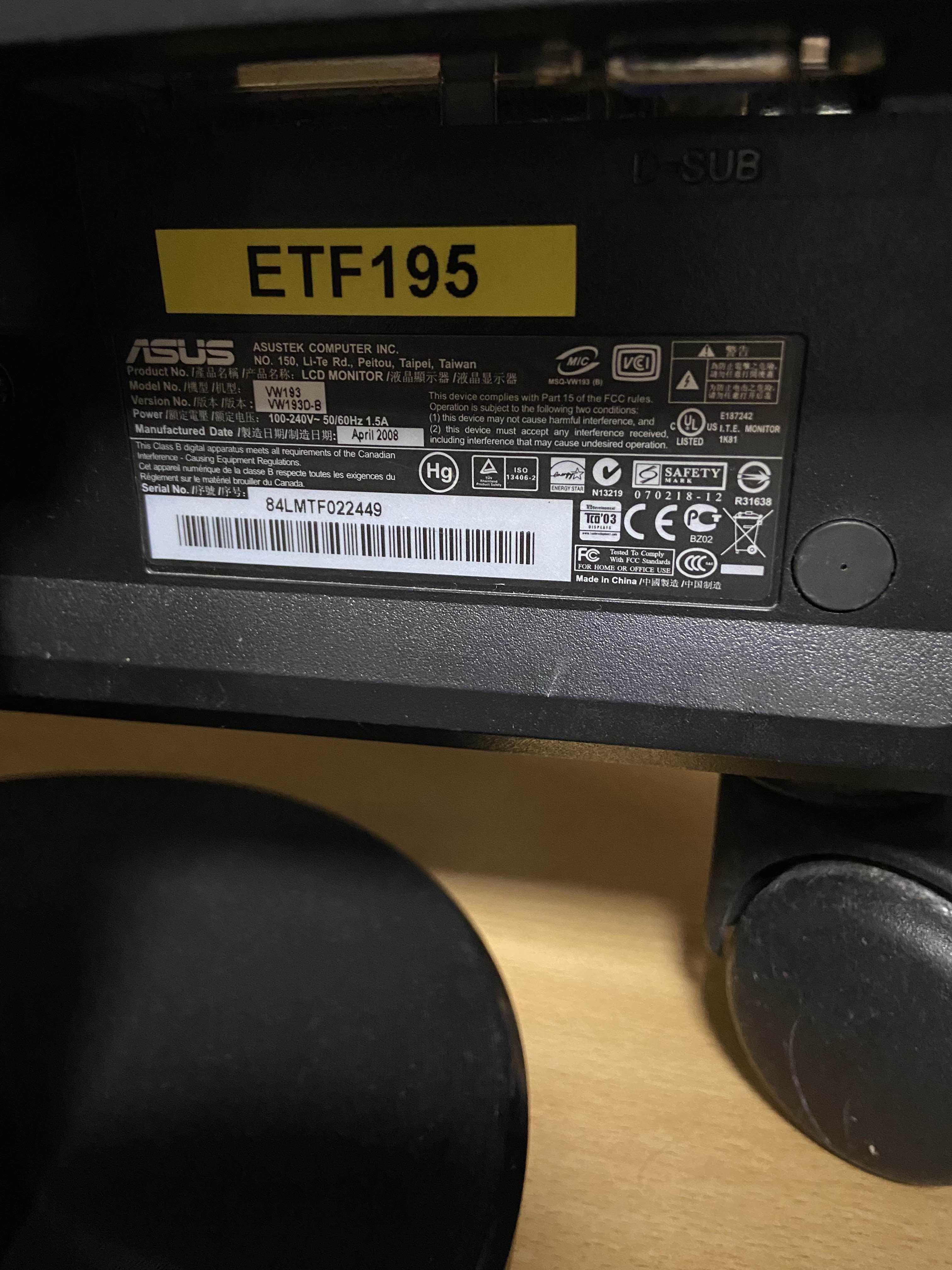 Monitor ASUS VW193D