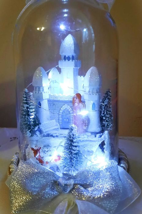 Lodowy zamek pałac ozdoba świąteczna krajobraz 3D