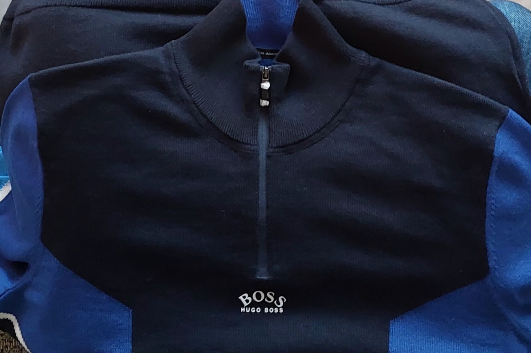 Boss nowy sweter męski rozpinany golf wełna r. XL