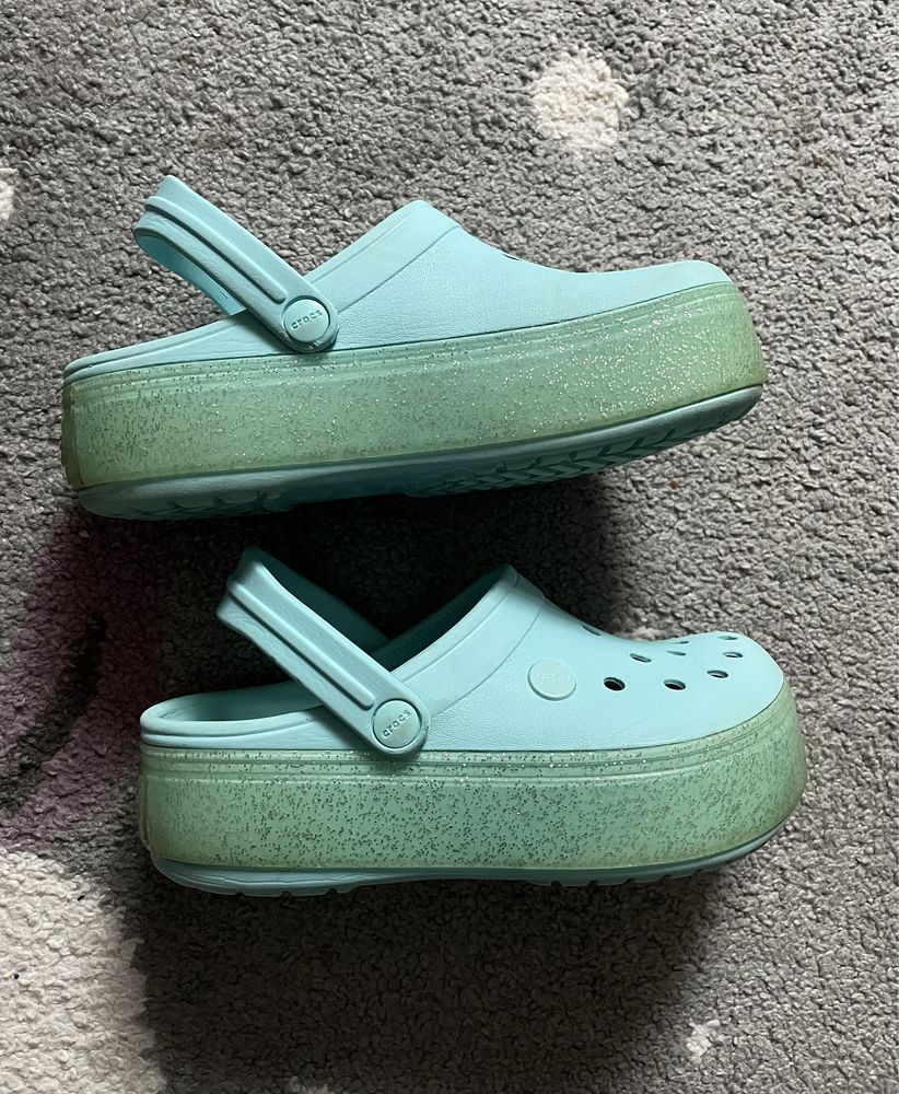 Buty klapki Crocs Crocband Platform Clog J/M3 W5 35 - 36 brokat