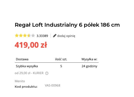 Regał loft industrialny