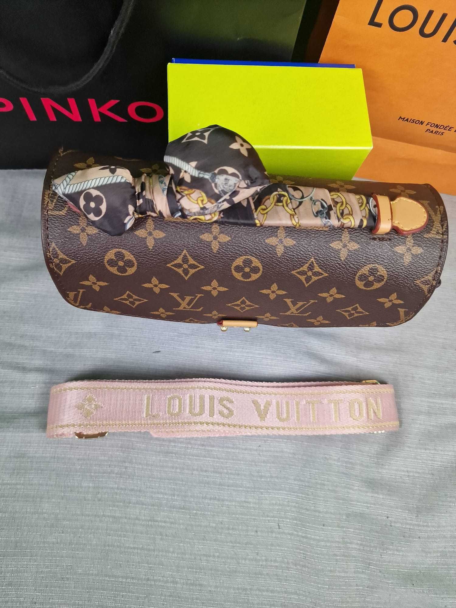 Torebka damska listonoszka kuferek LV Louis Vuitton brązowa monogram