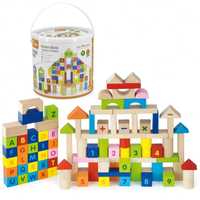 Viga Toys Klocki Drewniane Edukacyjne 100 elem. Cyferki Literki