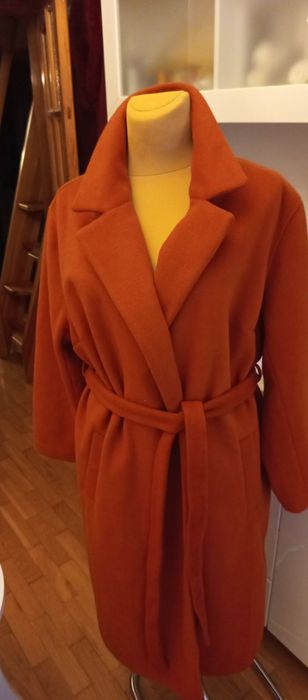 Piękny płaszcz rudy ciepły i lekki oversize 52/54