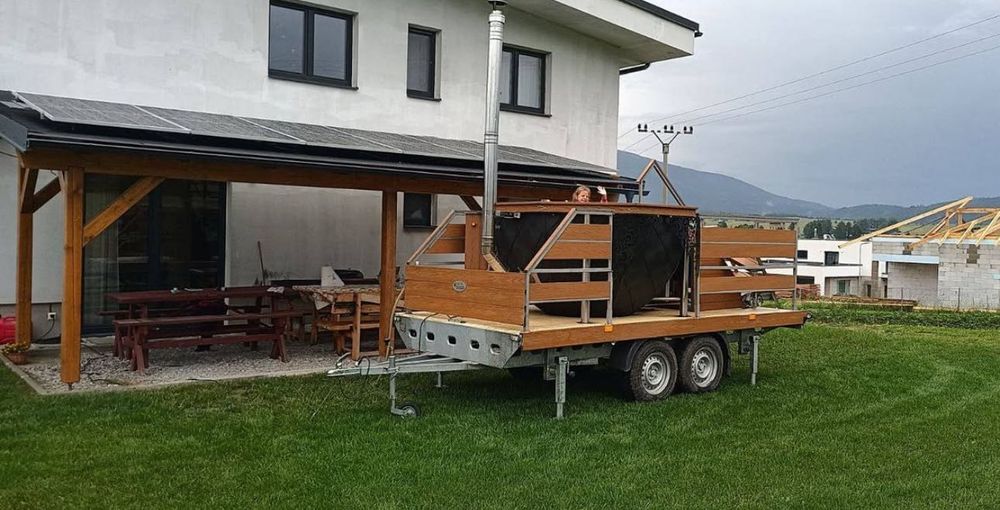 LAVA Mobilna wanna SPA balia nierdzewna WiFI piec Diesel 6 - 8 osobowa