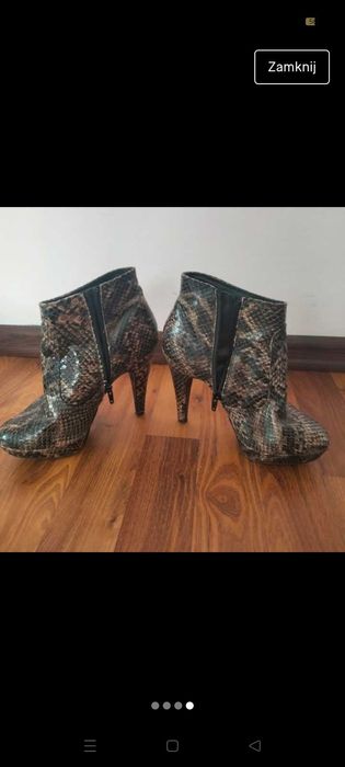 Botki wysoki obcas wężowa skórka 36