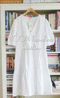 KappAhl biała sukienka bawełna muślin M 40/42 nowa