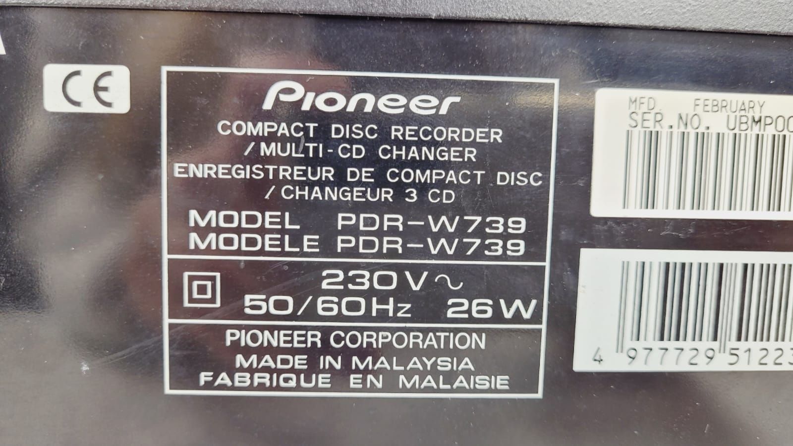 Pioneer PDR W 739 nagrywarka cd r odtwarzacz 3 płyty zmieniarka