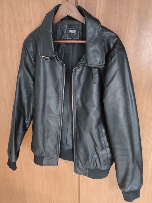 Kurtka czarna ekoskóra skórzana bomberka rozmiar L klasyka