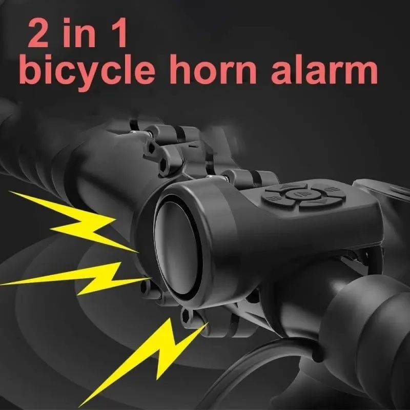 Dzwonek rowerowy alarm akumulator czarny.