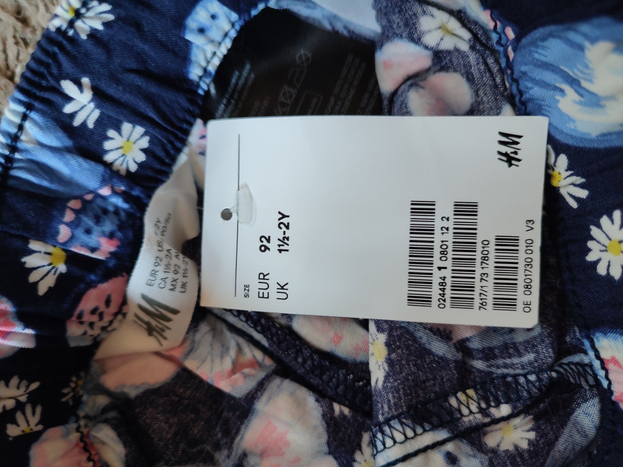 H&M rozmiar 92 nowe cienkie spodnie w motylki