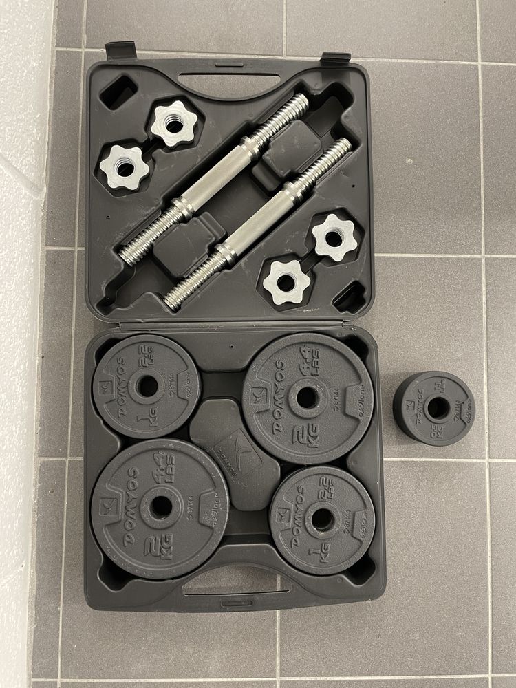 Conjunto de Halteres 20 kg + 4 discos 0,5 kg