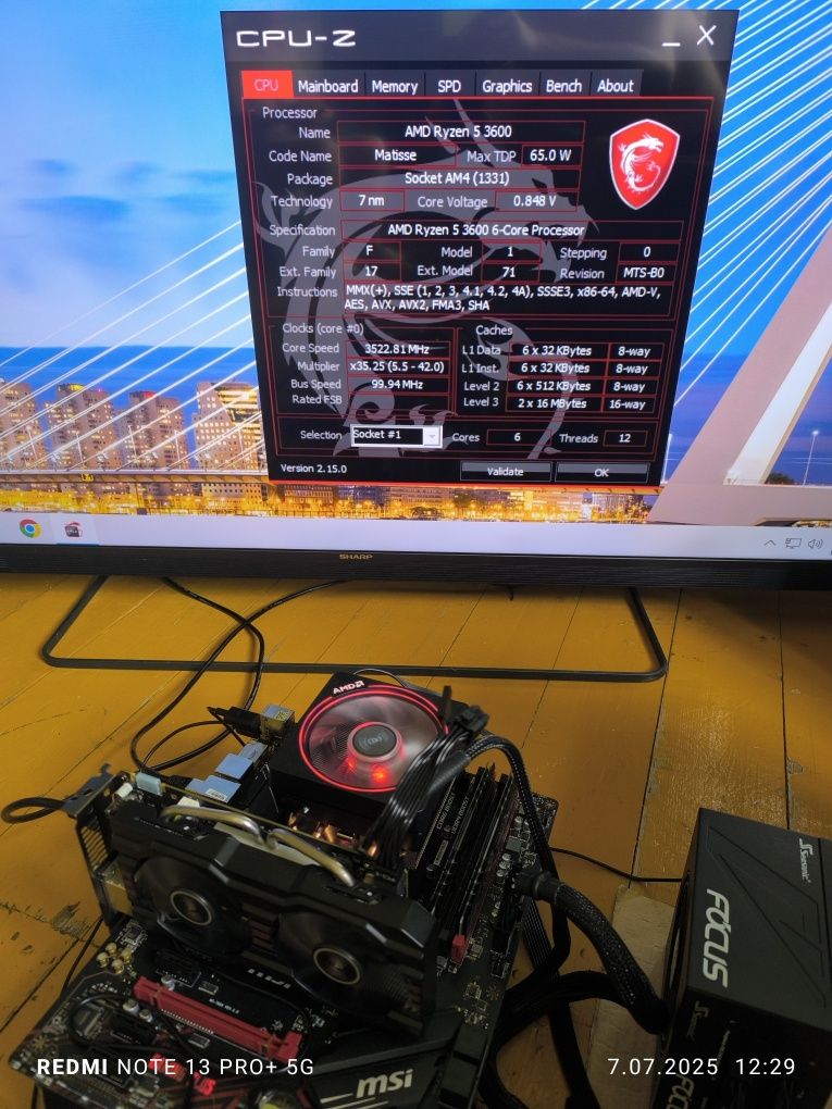 MSI B450 Gaming + Ryzen 5 3600 + 16GB DDR4 3200 + SSD 1TB + Win10/11