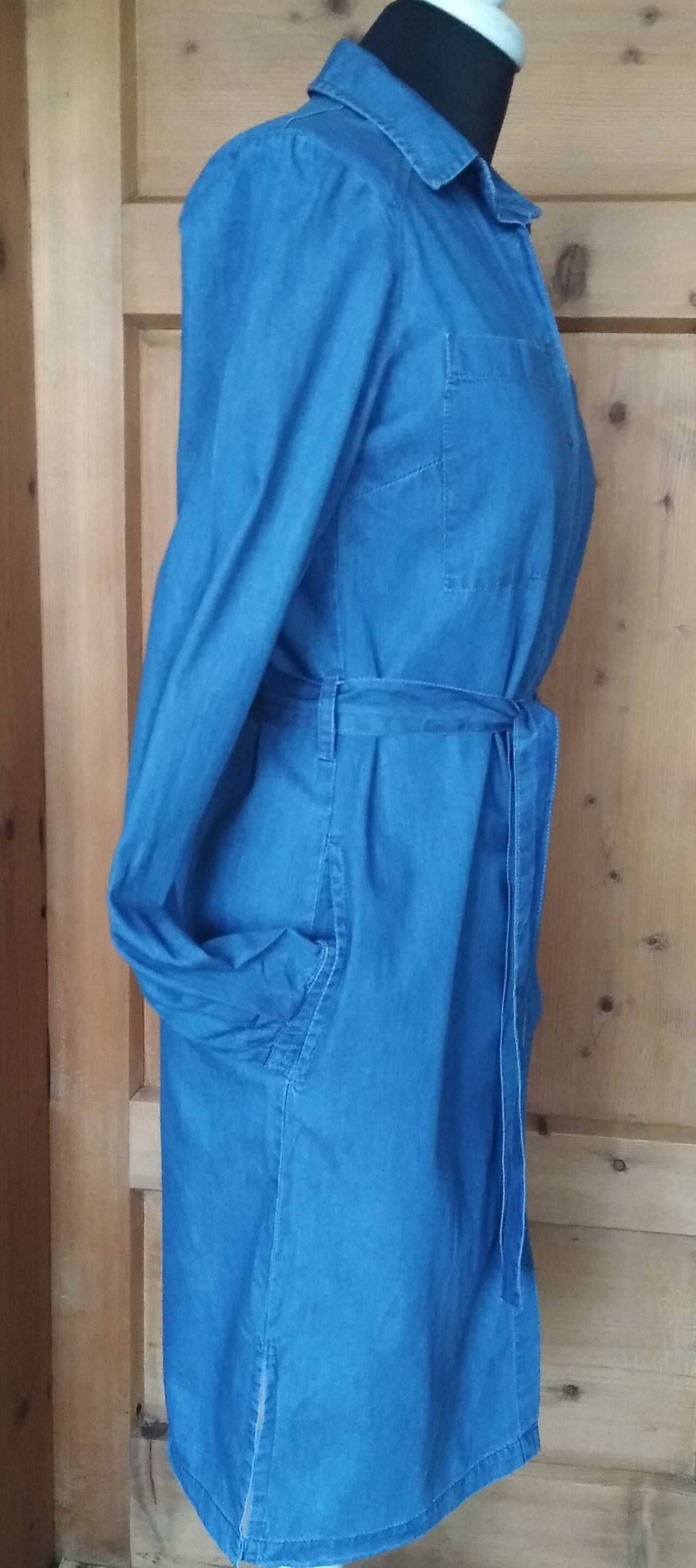 RESERVED cienka sukienka jeans boho PASEK kieszenie r.34  XS