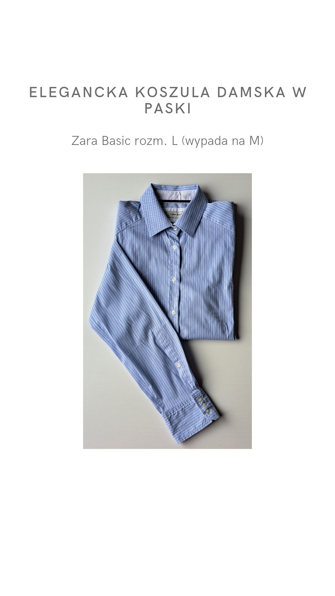 Elegancka koszula damska w paski Zara Basic rozm. L (wypada na M)