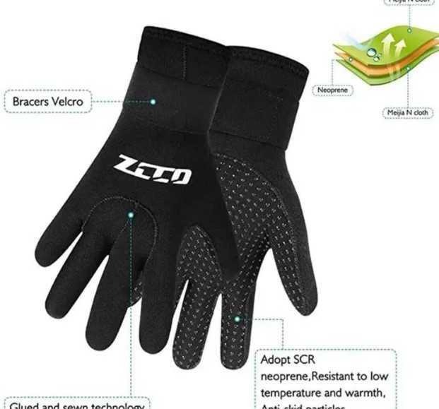 ZCCO Neoprenowe rękawiczki do nurkowania termiczne,antypoślizg. 3 mm S
