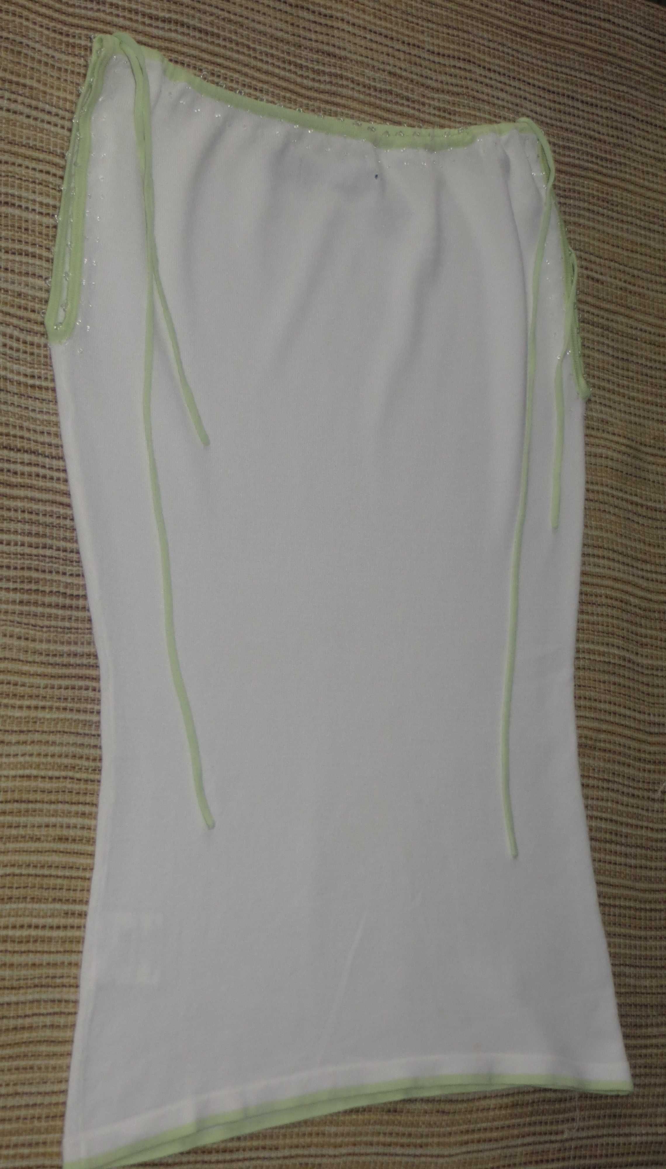 Camisola Don Algodon Tam. S, branca, fitas verdes - Como Nova