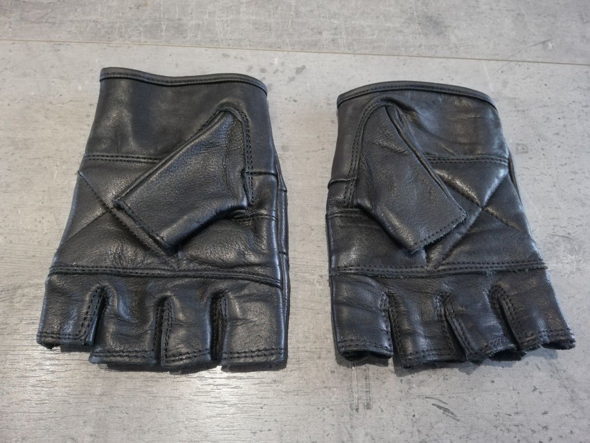 Skórzane rękawiczki bezpalcowe z ćwiekami skóra naturalna