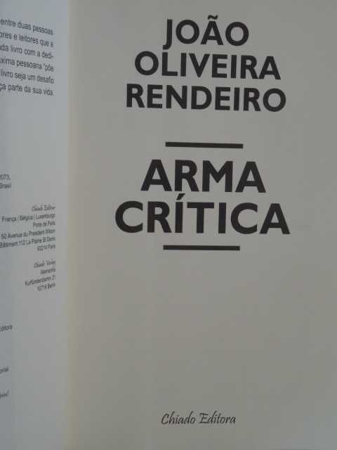 Arma Crítica de João Oliveira Rendeiro - 1ª Edição