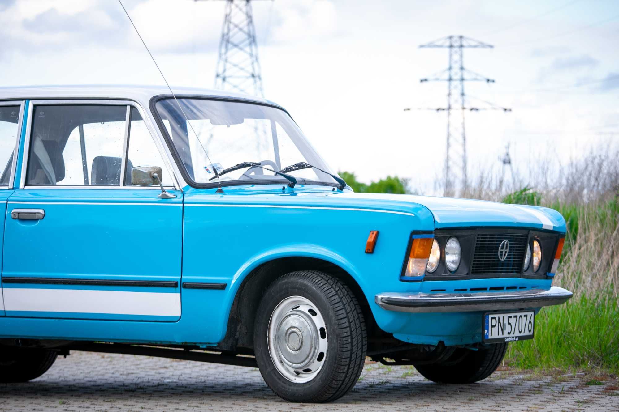 Fiat 125p auto do ŚLUBU Błękitny Retro Klasyk