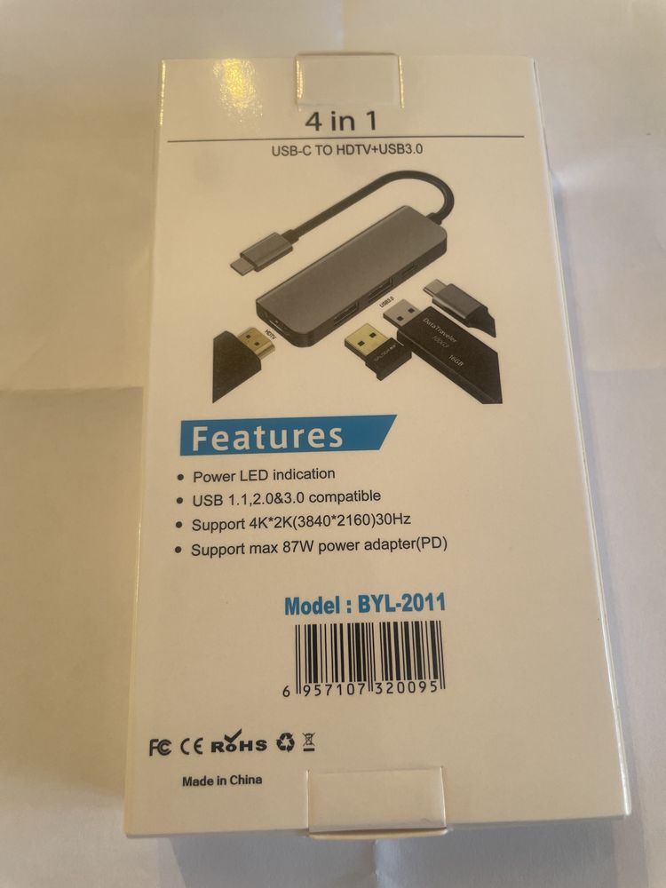 Hub usb c to hdmi + 2 usb 3 + type c