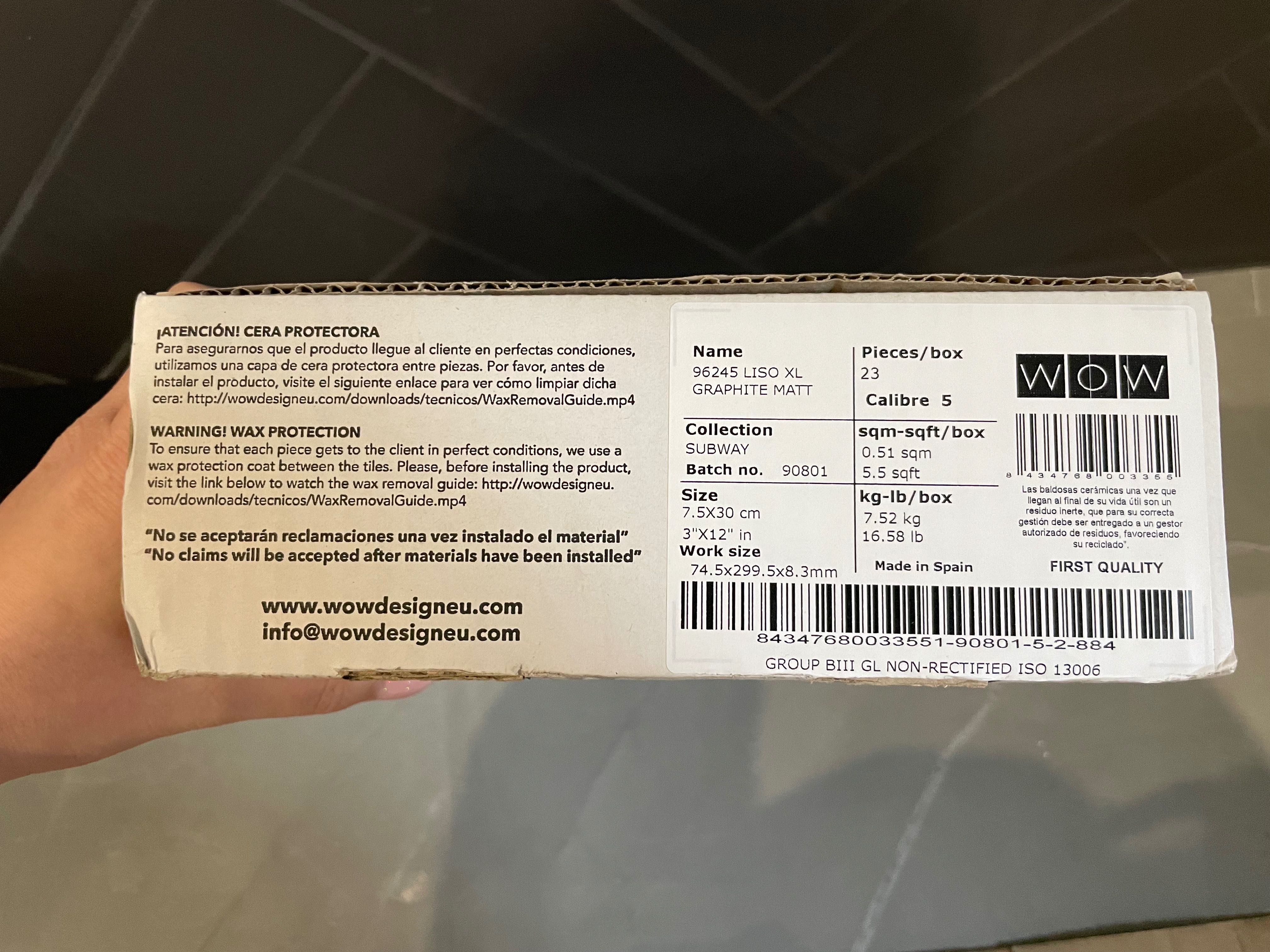 Płytki cegiełka ścienna Liso XL Graphite Matt 7,5x30 Wow Design