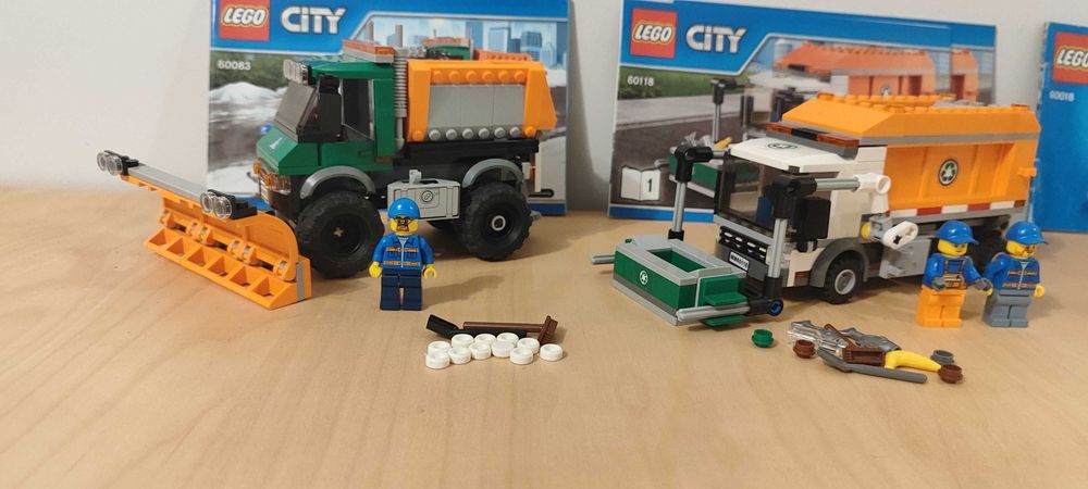LEGO City 60018 Betoniarka, 60118 Śmieciarka, 60083 Pług śnieżny