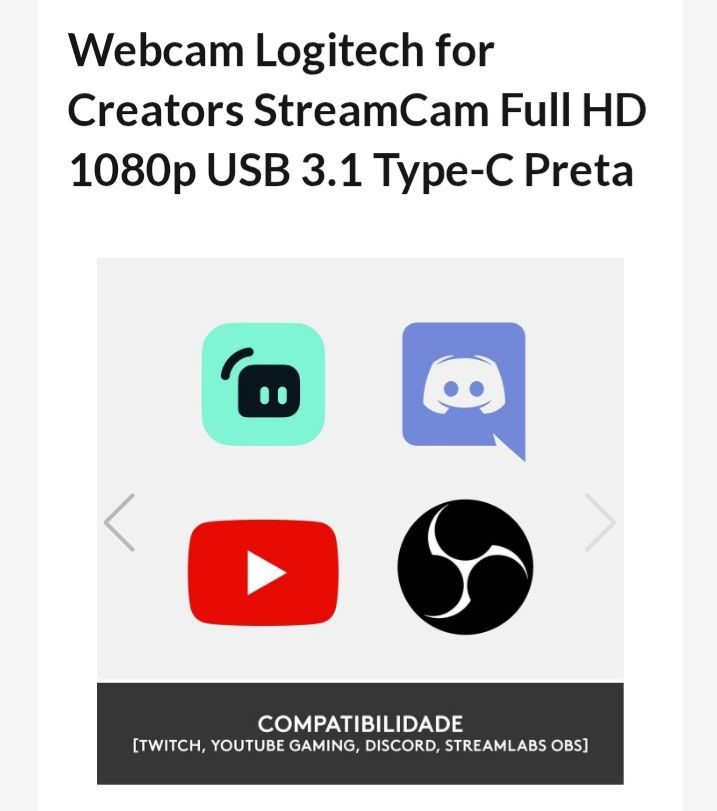 Streamcam LOGITECH praticamente NOVA