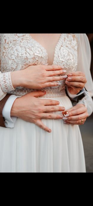 Suknia ślubna boho rustykalna off white