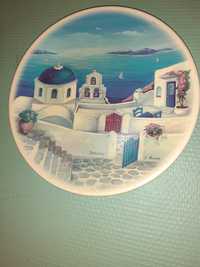 Talerz dekoracyjny, ozdobny Grecka wyspa Santorini