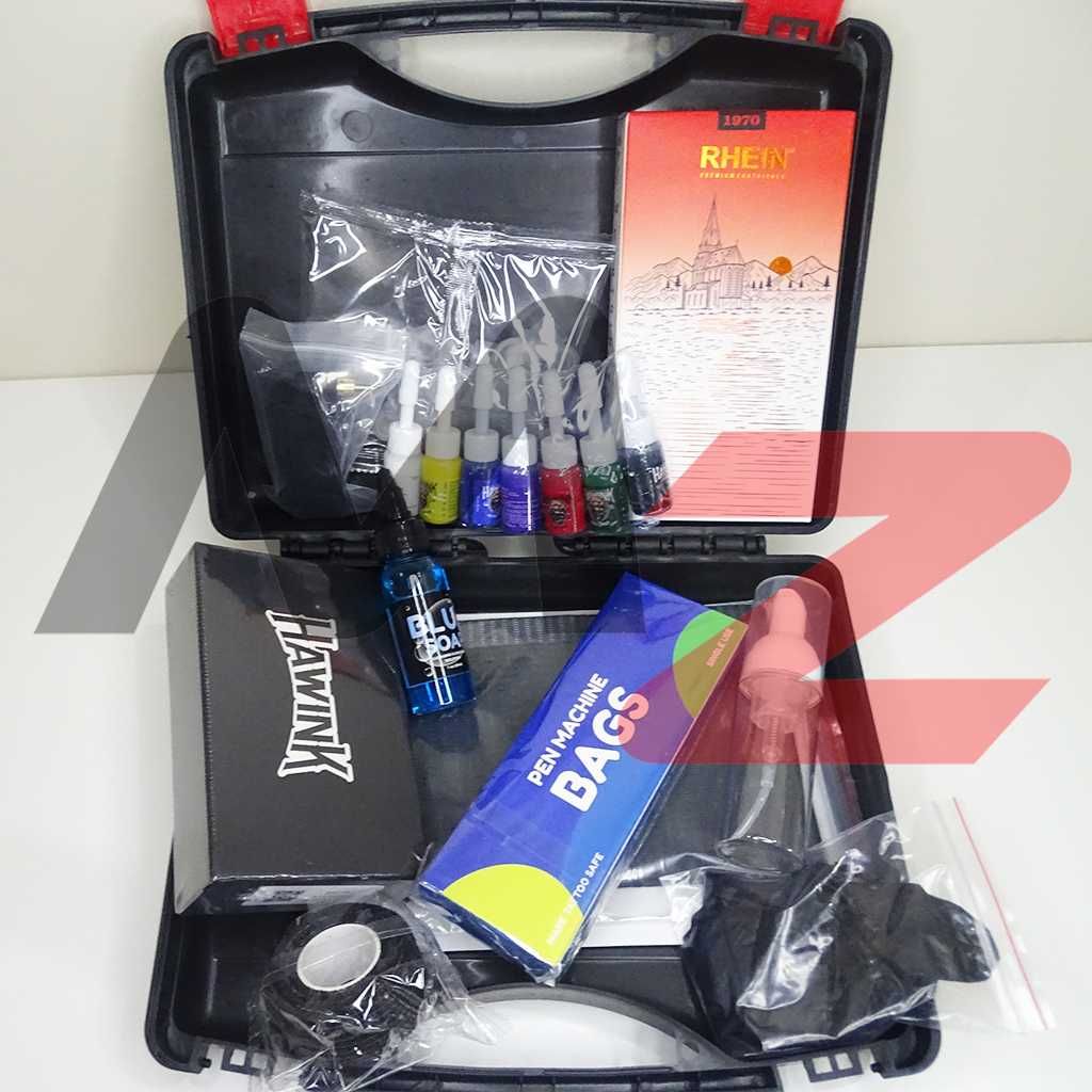 Kit Tatuagem Tattoo Máquina Rotativa a Bateria Mala Tintas Acessórios