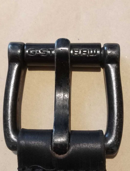 Брутальный мужской кожаный чёрный ремень "G-Star Raw". Оригинал. Новый