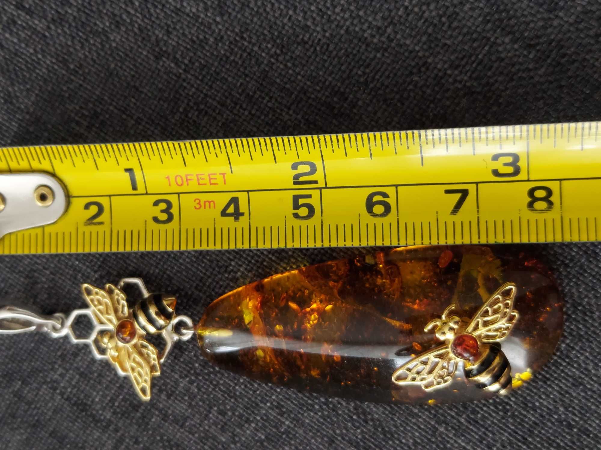 Zawieszka wisiorek przywieszka bursztyn amber jantar srebro 925