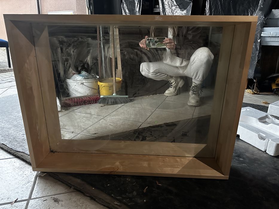 Lustro z szafką ikea MOLGER MOGLER jasne drewno 80x60 cm