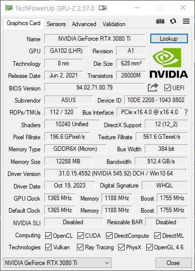 Asus TUF GeForce RTX 3080 Ti Gaming OC 12GB
