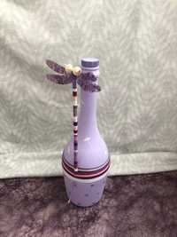 Декоративная стеклянная бутылка "DRAGONFLY", ваза