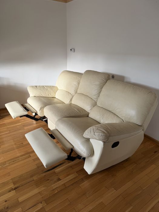 Komplet wypoczynkowy skórzany 3+2+1 z funkcją relax