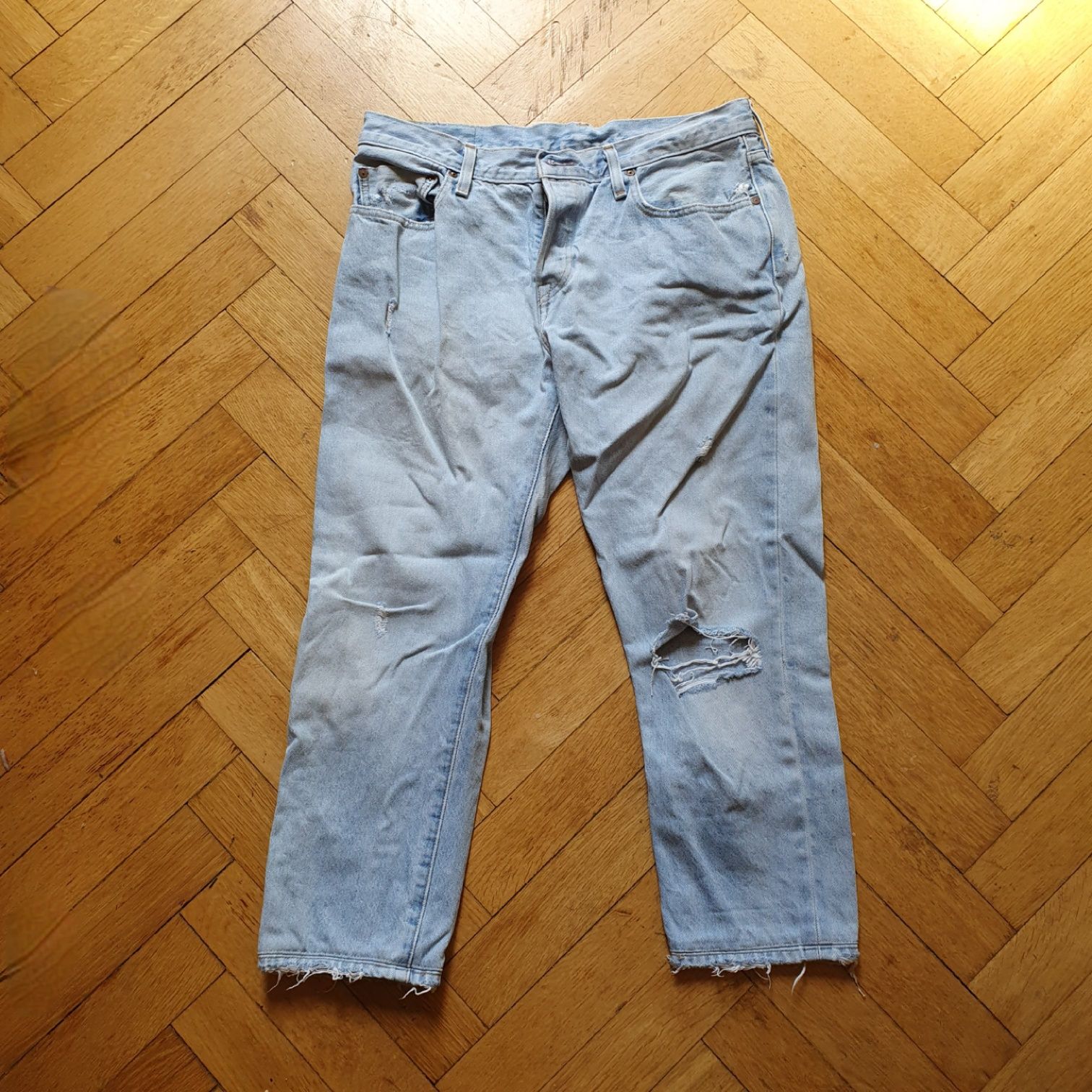 Levi's strauss  501 CT Jeansy jasne petite spodnie jeansowe rozdarcia