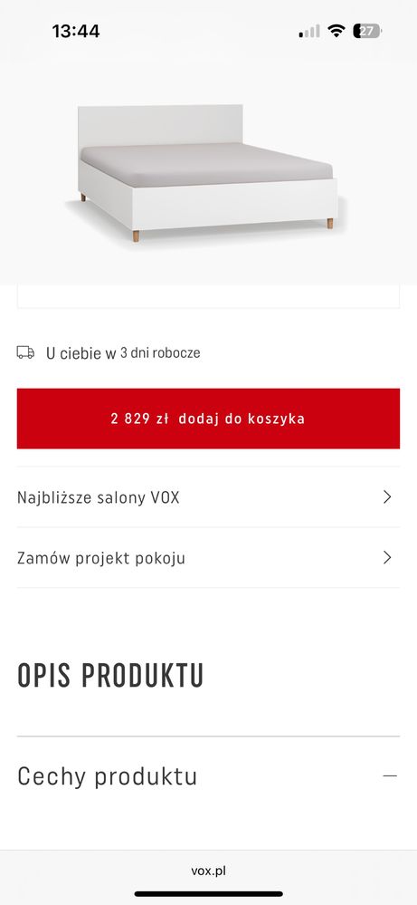 Łóżko 160x200 SIMPLE VOX białe z materacem Ikea