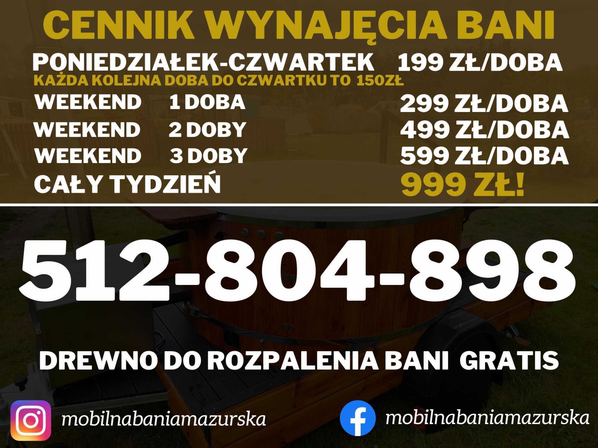 Mobilna bania,jacuzzi balia do wynajęcia, najniższa cena w regionie