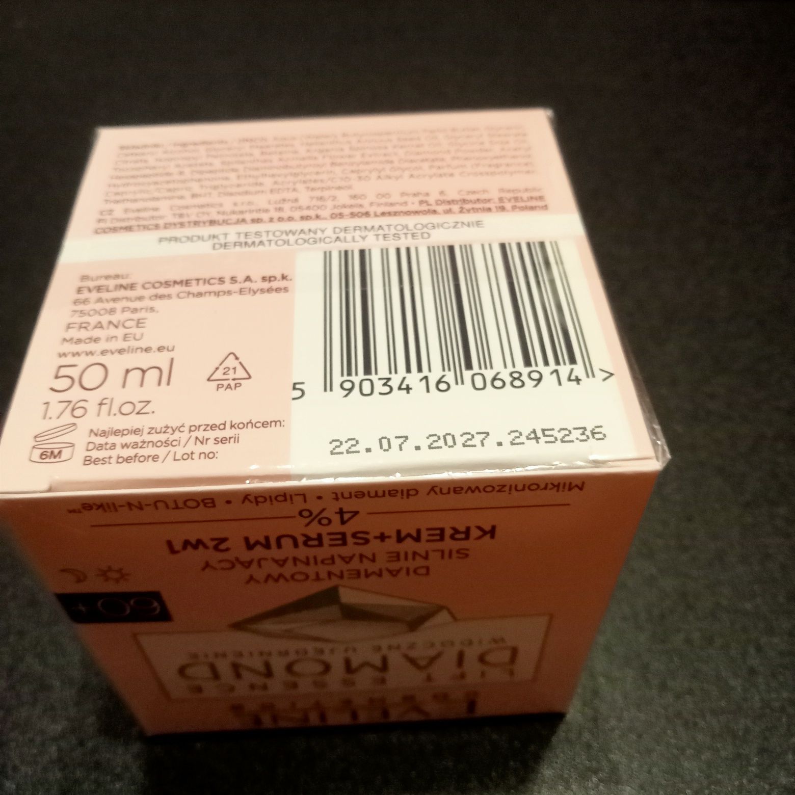 Evelin Cosmet Lift Essence Diamond 60+silnie napinający krem+serum 2w1