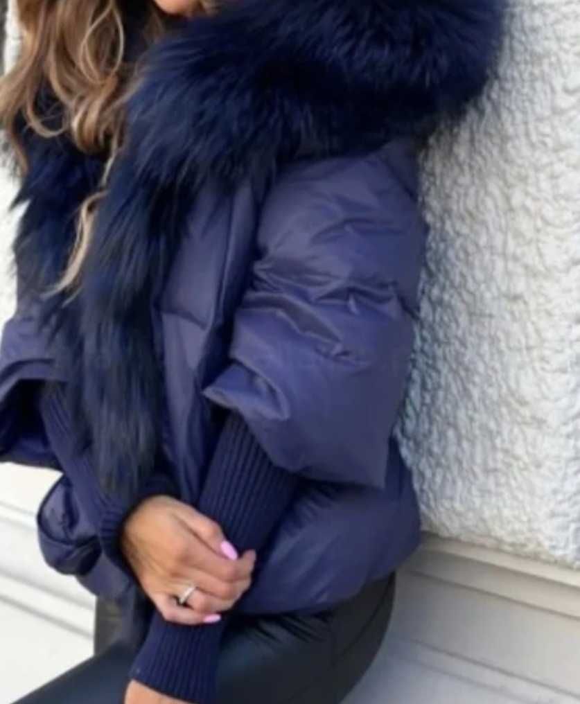 Włoska kurtka puchowa futro z lisa nowość  premium model  valentino
