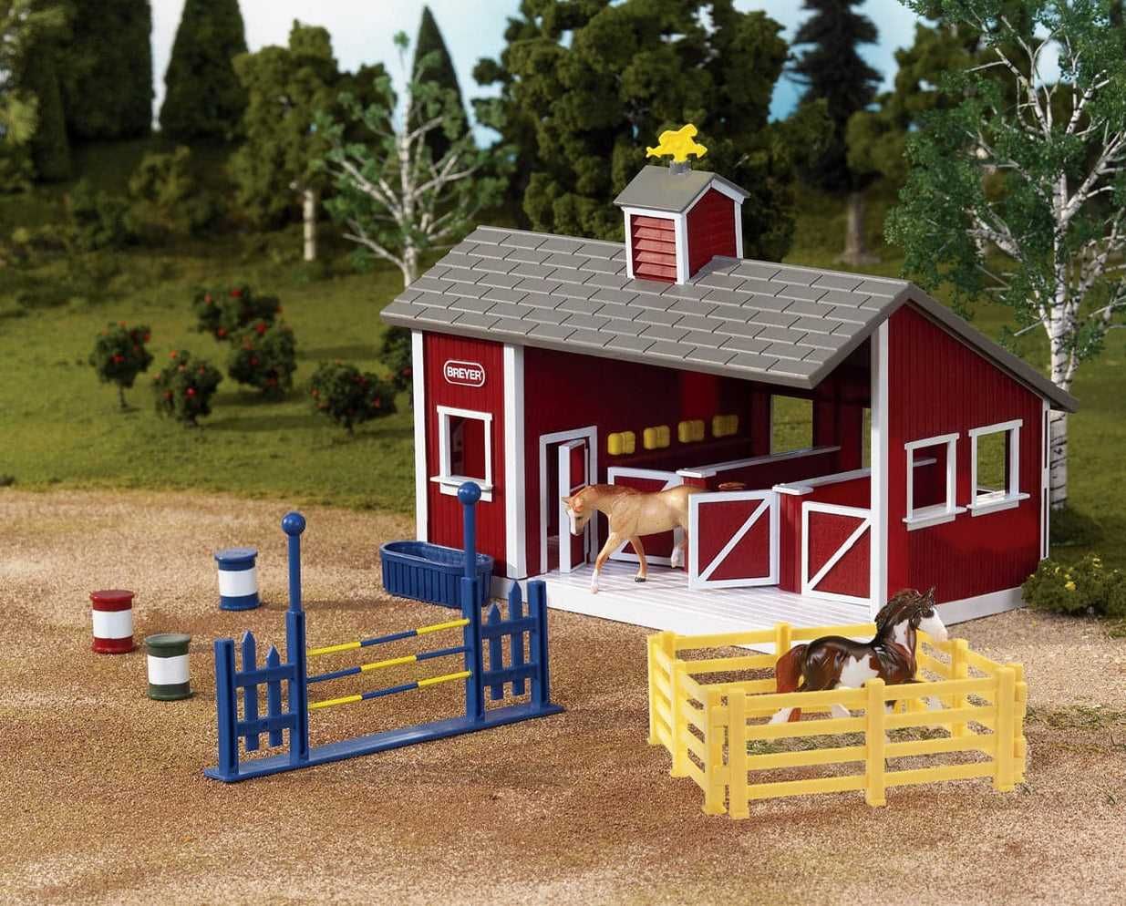 Стійло стайня + 2 коні Stablemate Breyer конюшня Schleich