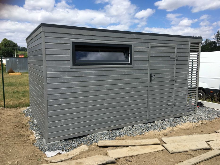 Domek narzędziowy Alex - 4,5 m x 3 m z drewutnia