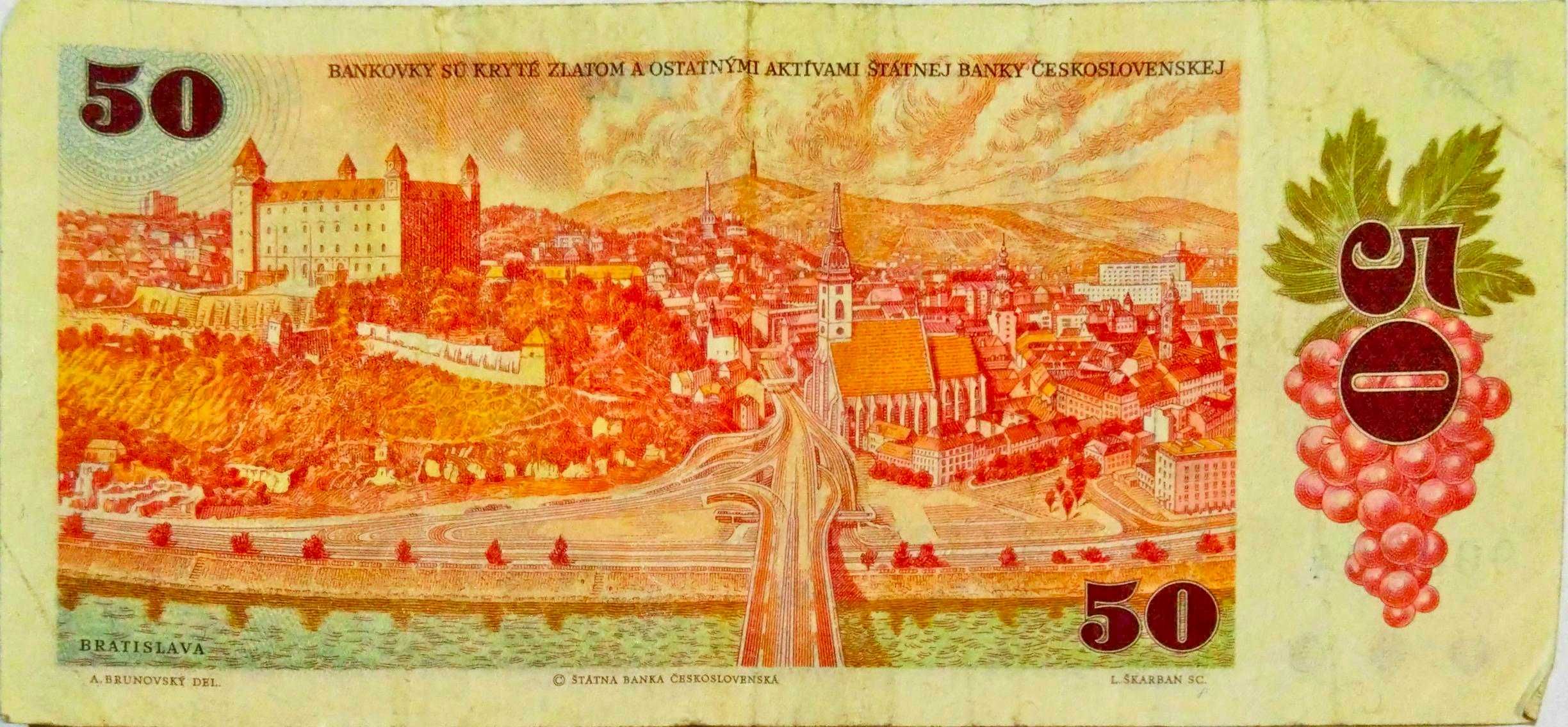 Stary banknot czechosłowacki 50 koron 1987r.