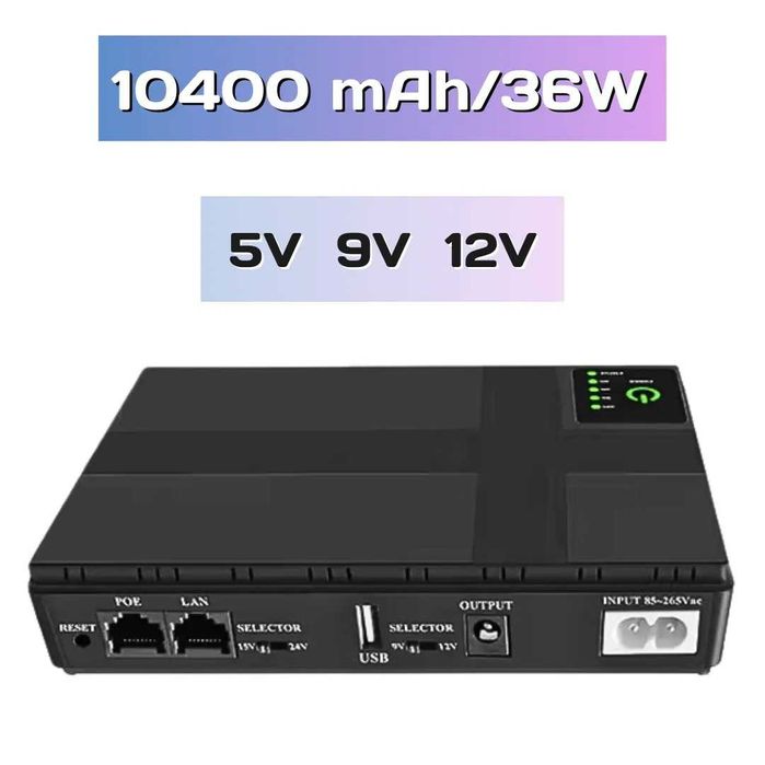 Батарея повербанк UPS бесперебойник для роутера 10400 mAh/36W