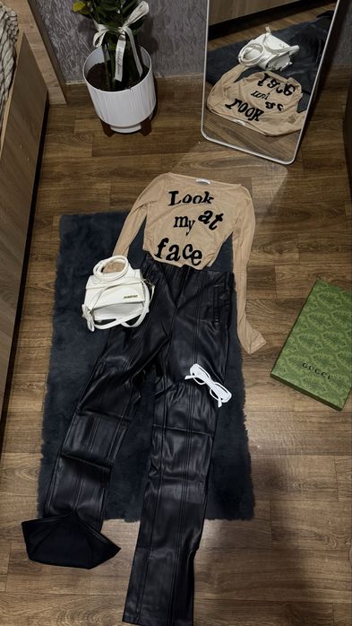 Шкіряні штани stradivarius